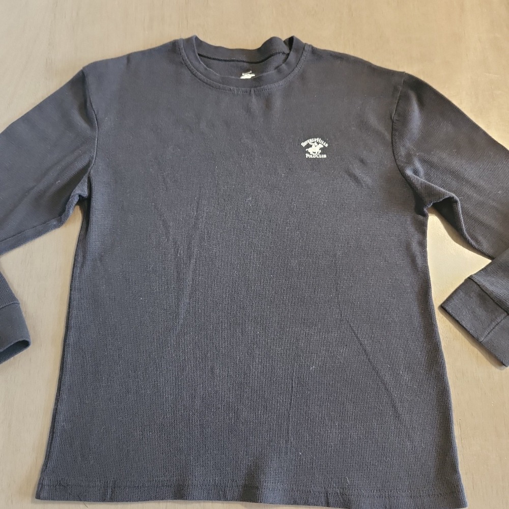 Beverly Hills Polo Club Thermal Long Sleeve Shirt Black‎ Men's Sz LG Loungewear